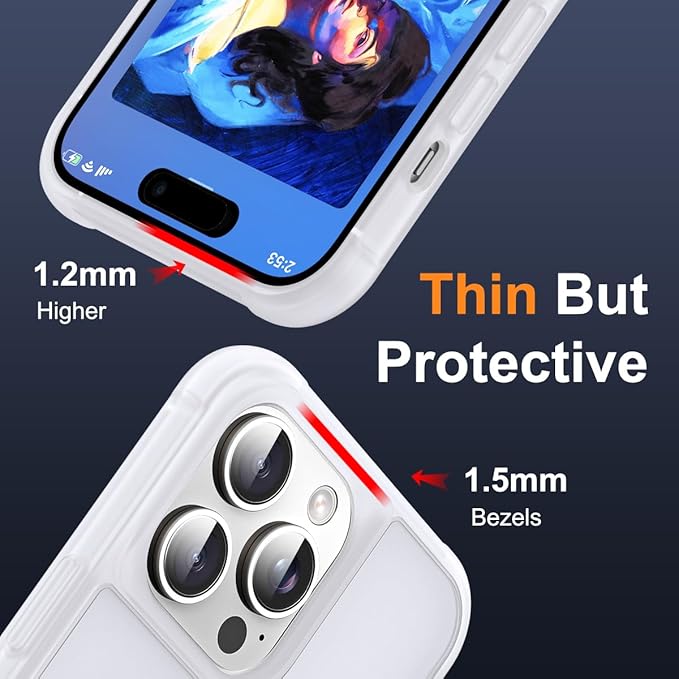 Compatible with iPhone 12 Pro Max Case & iPhone 13 Pro Max Case with Magnetic O-Ring Stand Phone Cases 6.7" [Compatible with Mag-Safe][Great Grip Feeling],Translucent