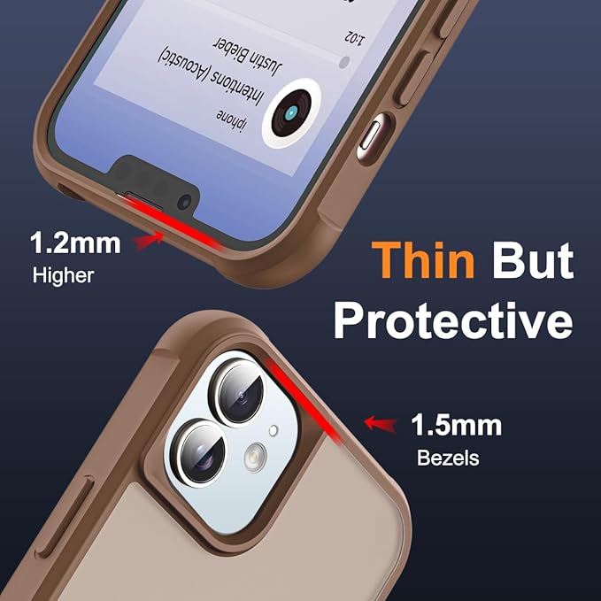 Compatible with iPhone 12 Case & iPhone 12 Pro Case with Invisible Magnetic O-Ring Stand Translucent Phone Cases 6.1" [Compatible with Mag-Safe][Great Grip Feeling],Desert Brown