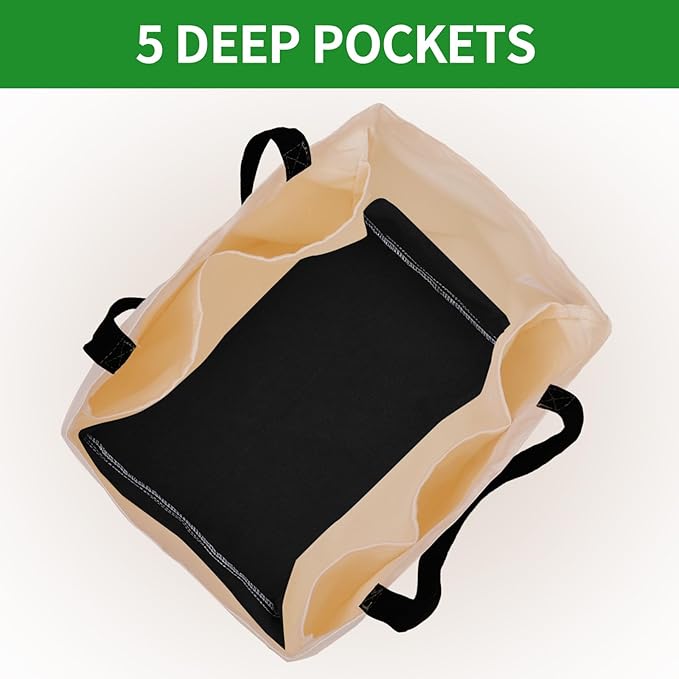 3 Pack Canvas Reusable Grocery Bags Heavy Duty, 8.3 gal Foldable Large Canvas Tote Bag with Handles, Holds 60 lbs Canvas Shopping Bags & Washable Eco-friendly Bags with 5 Pockets, Off white Black