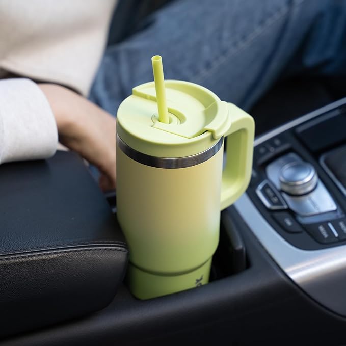 BJPKPK Tumbler With Handle 30 oz Stainless Steel Insulated Tumbler With Lid And Straw For Water Or Ice Coffee,Lavender Green