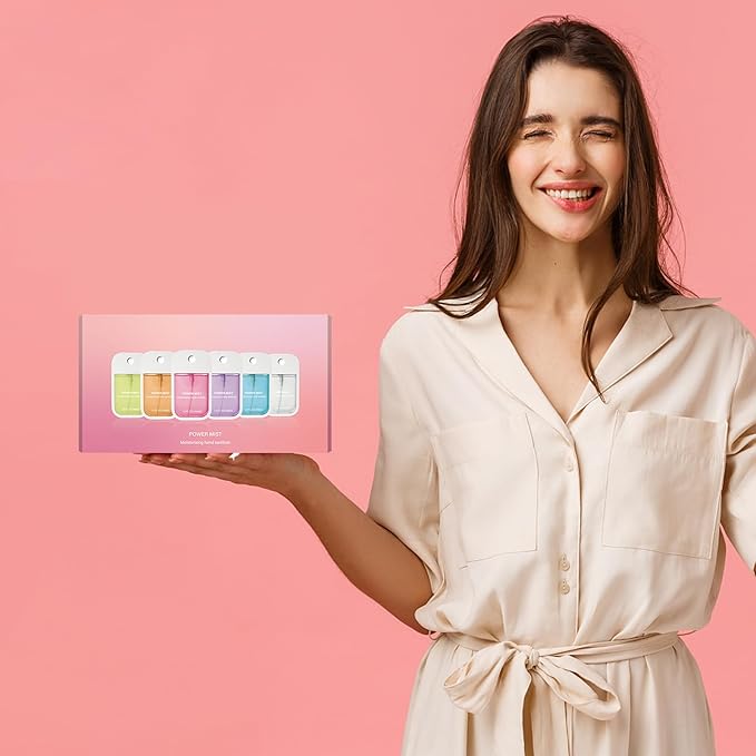 6 Pcs Hand Sanitizer Spray, Portable Power Mist Hydrating Hand Sanitizers Spray for Adults and Kids, 7.8 FL. OZ. Travel Size, 5 Scents