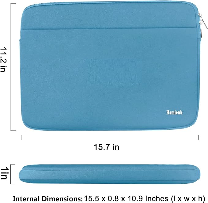 Laptop Sleeve Bag, 15.6 inch Computer Case Shockproof Protective Notebook Case with Accessory Pocket, Briefcase Carrying Laptop Sleeve for 15.6" HP, ASUS, Dell, Lenovo, Acer -Sky Blue