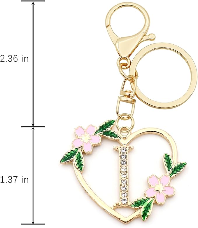 Elechobby Heart Shape Letter Keychain - Cute Accessory for Women,Sister,Mom,Bestie, Handbag Backpack Charm,Car Keyring