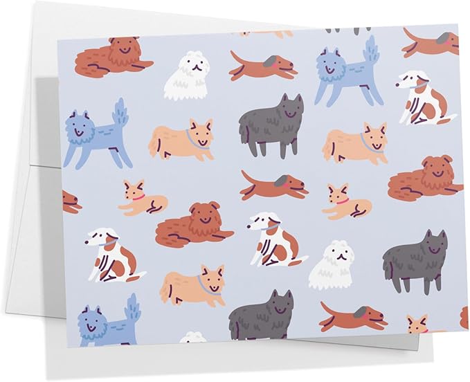 Twigs Paper Note Cards – 12 Assorted Dog Pattern Designs with Envelopes – Made in the USA – Eco-Friendly Blank Note Cards for Everyday Correspondence – 5.5 x 4.25 Inches