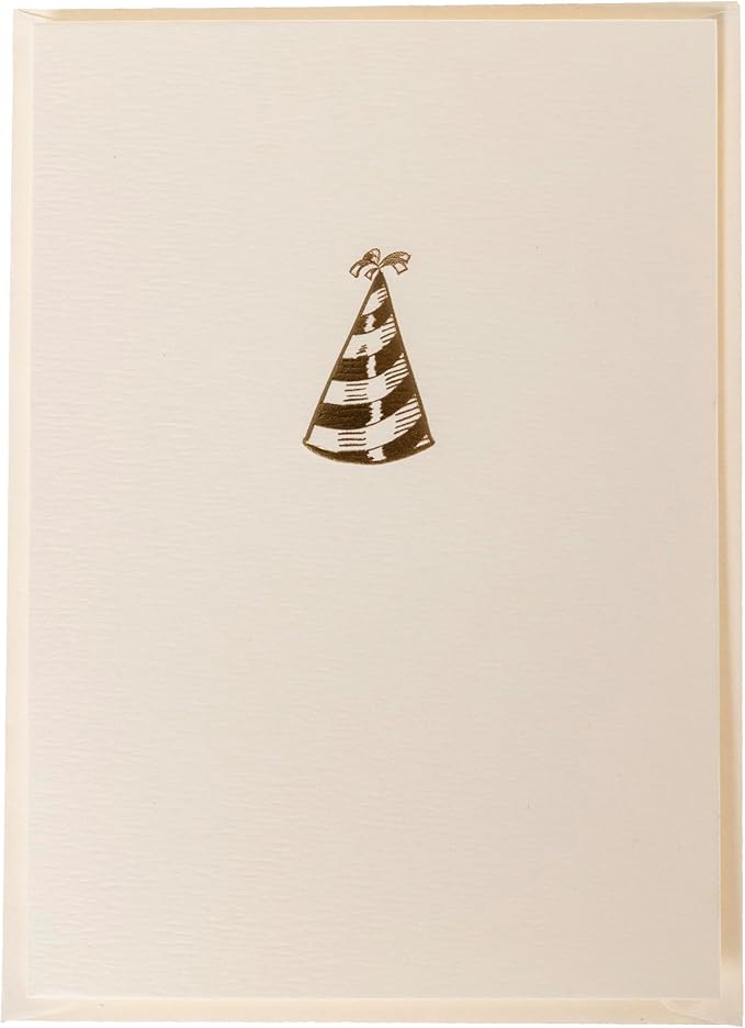 Graphique Party Hat Birthday Cards, Pack of 10 Cards with Envelopes, Bday Greetings, Blank Inside, Gold Foil Embossing, La Petite Press Collection Boxed Set, 3.25" x 4.75"