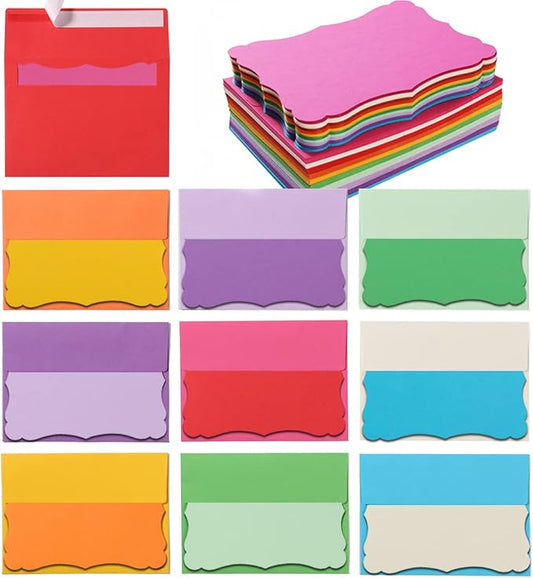 100 Pack A7 Envelopes with Colorful Blank 5 x 7 Cards Self-Adhesive Business Envelopes Invitations Cards Envelopes (Multicolored, A7)