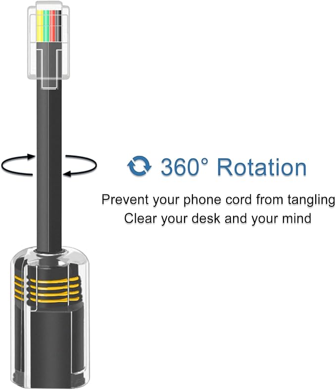 NECABLES 4Pack Phone Cord Detangler for Landline Telephone Handset Cord Detangler for Desk Phone RJ9 4P4C Male to Female Black