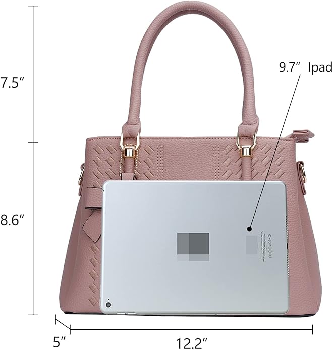 KKXIU Women Satchel Bags Handle Shoulder Handbags and Purses Pockets Zipper Leather Crossbody Bags