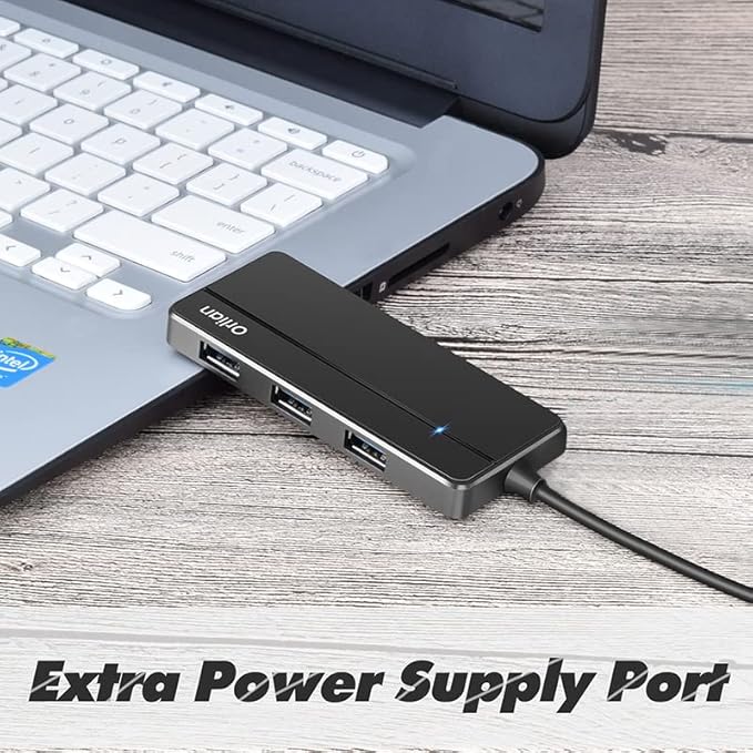 4 Port USB 3.0 Hub Ultra Slim 5Gbps High Speed USB Hub with LED Indicator 4 in 1 USB Splitter for PC Laptop Surface Chromebook PS4 Xbox [Charging NOT Supported]