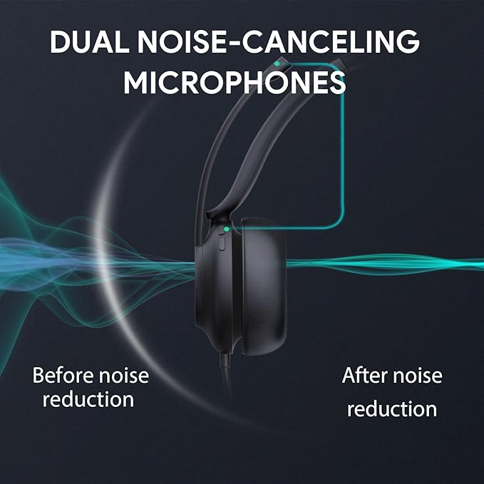 Yealink UH37 Professional USB Headset with Microphone for PC Laptop Noise Cancelling & Volume Control VoIP Skype Online Conference(USB-A)