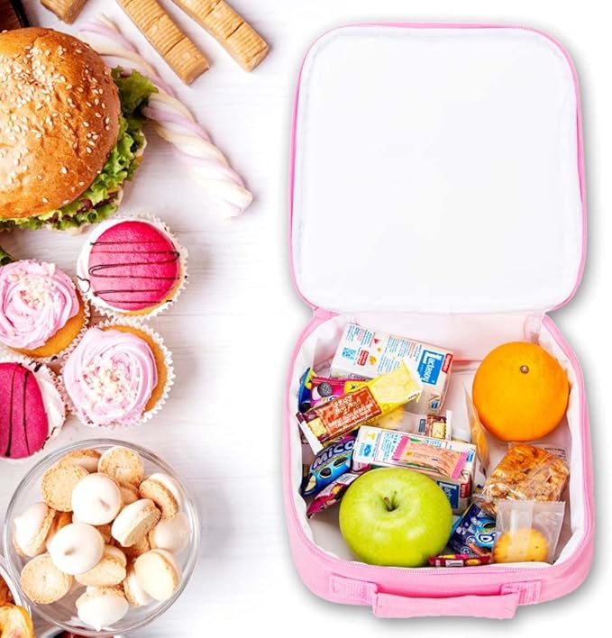 3pcs Girls Backpack, 16" Rainbow Sequin Bookbag with Lunch Box, Kids School Backpacks for Elementary Kindergarten Preschool(Pink)