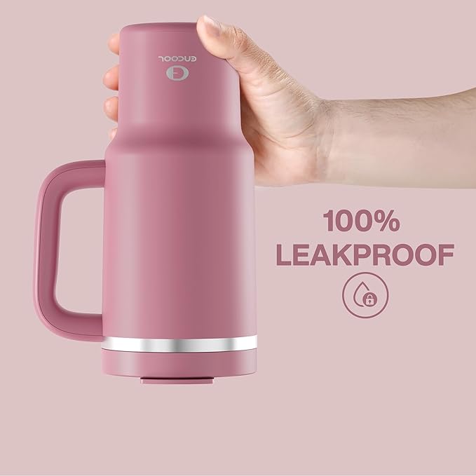 32 oz Tumbler with Handle and Straw: Stainless Steel Insulated Tumbler Keeps Cold for 24 Hours, Leakproof Travel Cup Fits in Cup Holder and BPA-Free, Turkish Rose