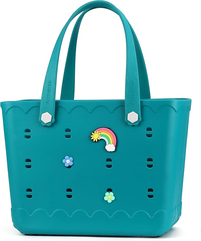 Armerssi Rubber Tote Bag For Women Large Rubber Beach Bag Waterproof Washable Handbag Durable Tote Bag Beach Swimming Travel