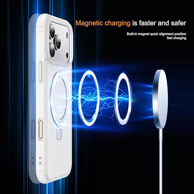 Compatible with iPhone 17 Pro Case with Invisible Magnetic O-Ring Stand Military-Grade Phone Case for iPhone 17 Pro 6.3" [Compatible with Mag-Safe][Great Grip Feeling],Translucent