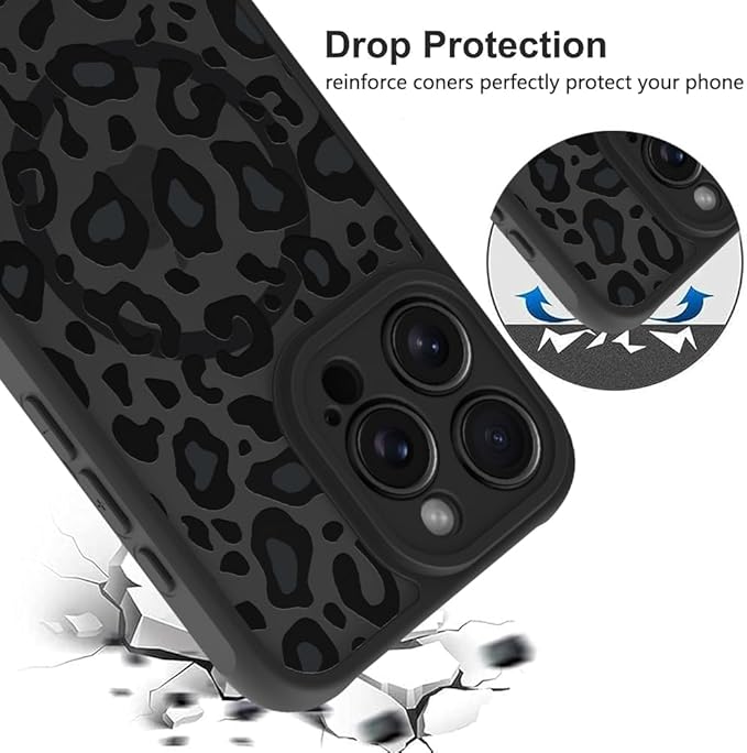KANGHAR Case for iPhone 15 Pro Phone Case [Compatible with Magsafe] Leopard Printed Pattern Cute Cheetah Protective Magnetic Case for Girls Women Men 6.1"