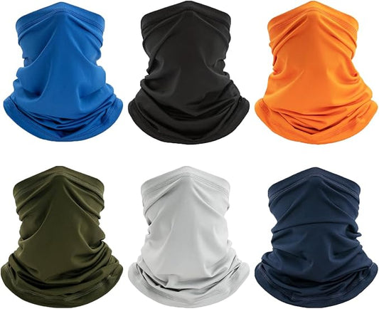 Neck Gaiter Bandana Face Mask: 6 Pack Cooling Gator Mask Ski Neck Scarf Breathable Face Cover Balaclava