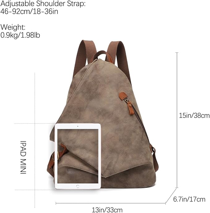 KL928 PU Leather Vintage Backpack – Large Casual Daypack Outdoor Travel Rucksack Hiking Backpacks for Men Women