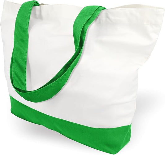 TOPDesign 1-Pack Super Strong Large 12oz Cotton Canvas Tote Bag, Reusable Grocery Shopping Cloth Bag, Fashionable Two-Tone Tote for Crafts, DIY Your Creative Designs