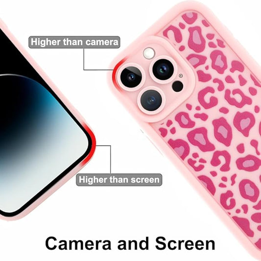 KANGHAR Case for iPhone 14 Pro Max Leopard Printed Pattern Cute Cheetah Phone Case Soft TPU Shockproof Protective Cover for iPhone 14 Pro Max 6.7 Inch Pink