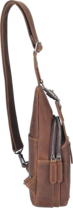 Genuine Leather Sling Bag for Men and Women Chest Pack Purse Crossbody Shoulder Bag Sling Backpack