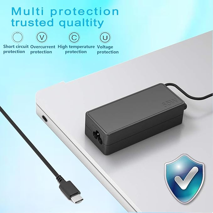 65W Charger Fit for Lenovo ThinkPad X1 Carbon 5th 6th 7th 8th Gen, X1 Yoga 2nd 3rd 4th 5th, X1 Tablet 2nd 3rd USB C Laptops Adapter
