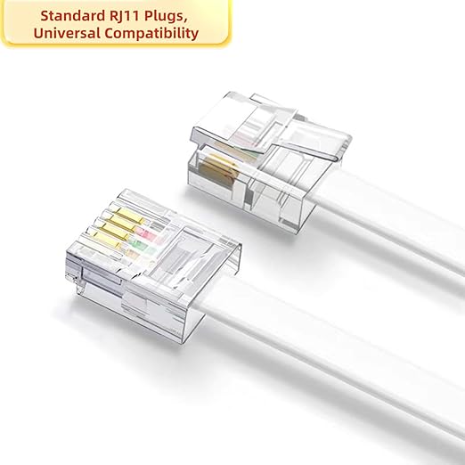 15ft Telephone Extension Cord, Standard RJ11 Phone Cable for Home & Office, White (Compatible with Phone/Modem/Fax Machine)