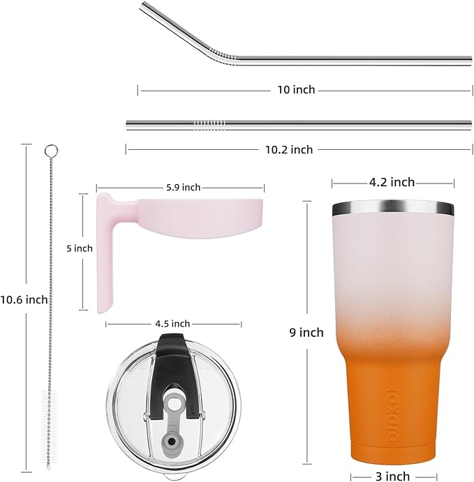 BJPKPK Tumbler With Handle And Straw 40oz Stainless Steel Tumbler With Lid Insulated Coffee Cups,Coral