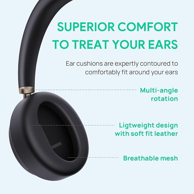 Yealink BH76 Plus Wireless Headset for Work, Bluetooth Headsets with Microphone Active Noise Cancelling (ANC), Retractable Hidden Mic Arm, Teams Certified Headset Compatible with PC Mac Mobile Phone