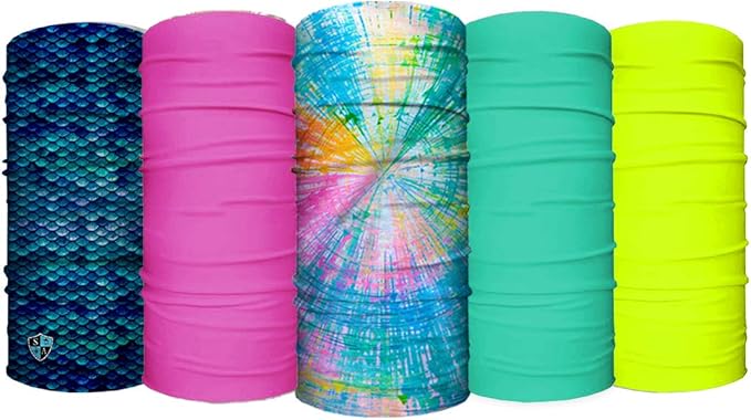 S A Company Kids' Face Shields UPF 30+, Breathable Multipurpose Neck Gaiters for Boys and Girls (Pack of 5)