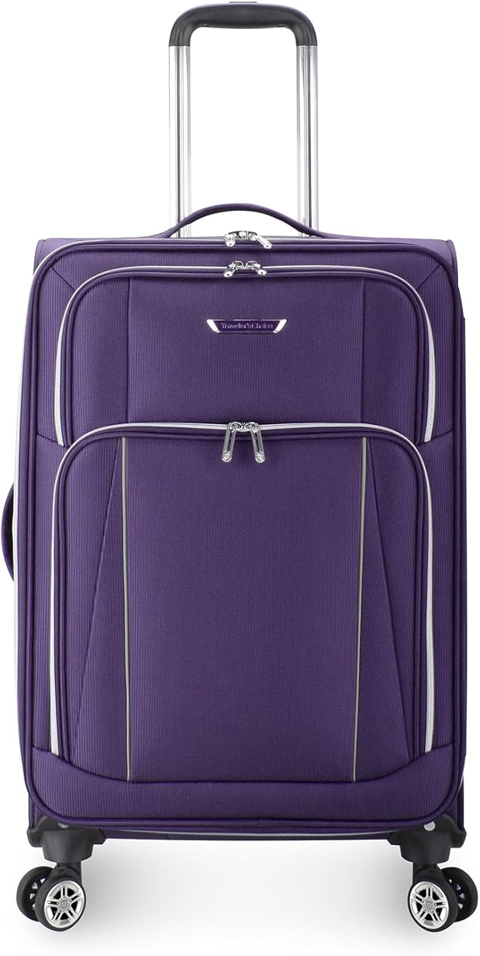 Traveler's Choice Lares Softside Expandable Luggage with Spinner Wheels, Purple, 3 Piece Luggage Set