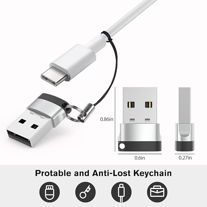 USB C Female to USB Male Adapter 2.0 (Grey, 10 Pack)