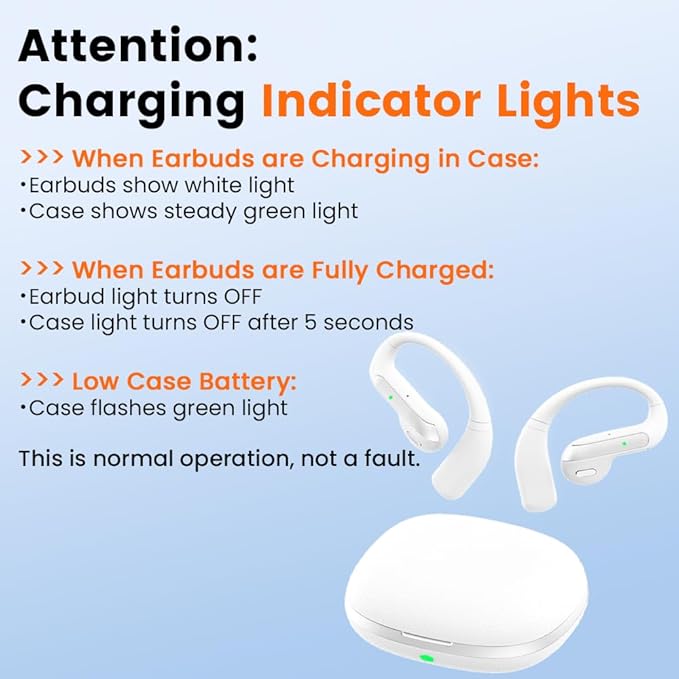 Wireless Earbuds Bluetooth Headphone Sport, 2025 Bluetooth Earbuds Stereo Deep Bass Over Ear Bud with Earhooks, ENC Noise Cancelling Mic,Waterproof Earphone for Workout/Running-White