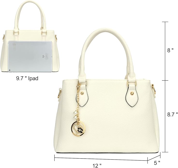 KKXIU Women Satchel Bags Handle Shoulder Handbags and Purses Pockets Zipper Leather Crossbody Bags