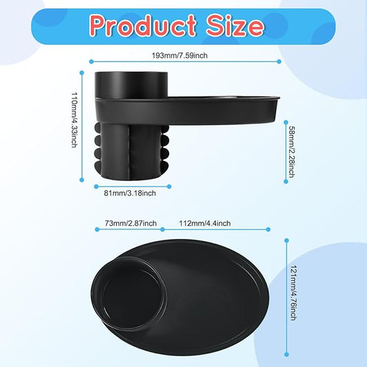 Car Seat Tray - Easily Expands Snack Tray Cup Holder Tray into 360° Cup & Travel Tray for Kids Car Seat, Booster, and Stroller (Black)