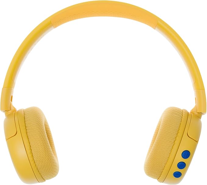 BuddyPhones POP Fun | Foldable Bluetooth Kids Headphones + Microphone, Works Wired or Wireless - SafeAudio Volume Limiting for iPhone/iPad/Tablet/PC and More (Yellow)