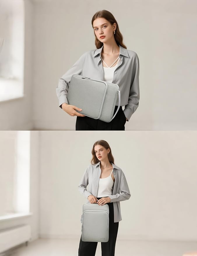 HYZUO 13.3-14 Inch Laptop Bag Sleeve for MacBook Pro 14 M4 M3 M2 M1, MacBook Air/Pro 13.3, 13.8"/13.5" Surface Laptop/Book, Notebook Case for 13" Dell Lenovo ThinkPad HP Asus Acer, Light Gray