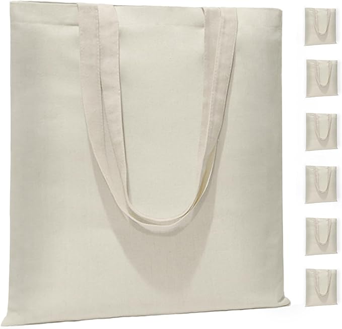 6 I 12 I 24 Pack Canvas Tote Bags,Reusable Blank Canvas for Shopping Bags,Grocery Bags,DIY Gift Bags