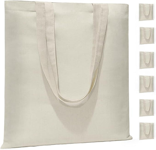 6 I 12 I 24 Pack Canvas Tote Bags,Reusable Blank Canvas for Shopping Bags,Grocery Bags,DIY Gift Bags