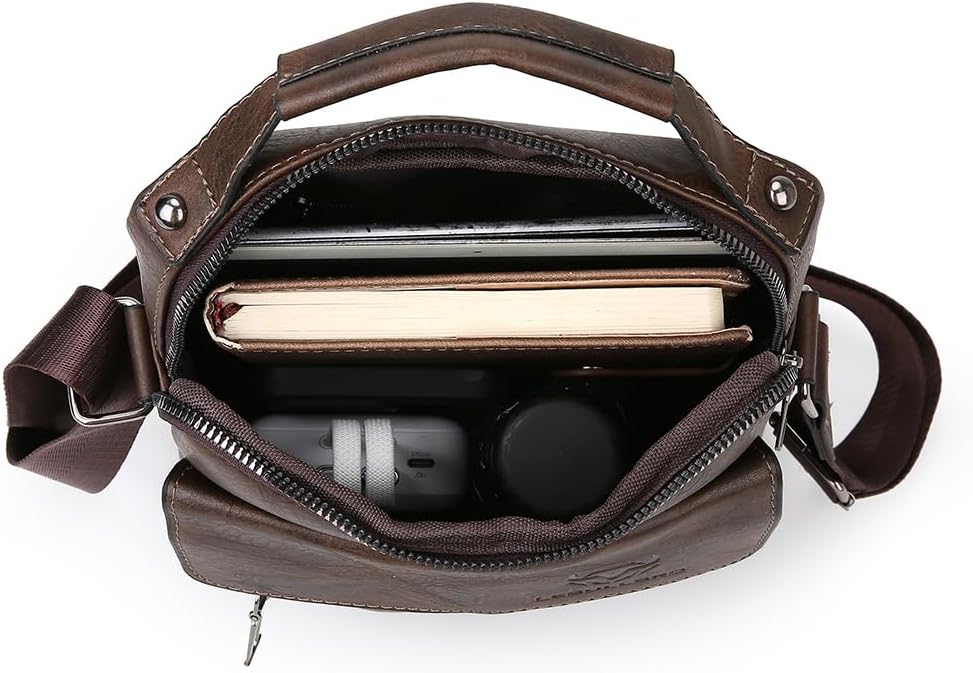 Shoulder Bag for Men Crossbody Bags Leather Sling Bag Messenger Bags with Multiple Pockets Business Outdoor