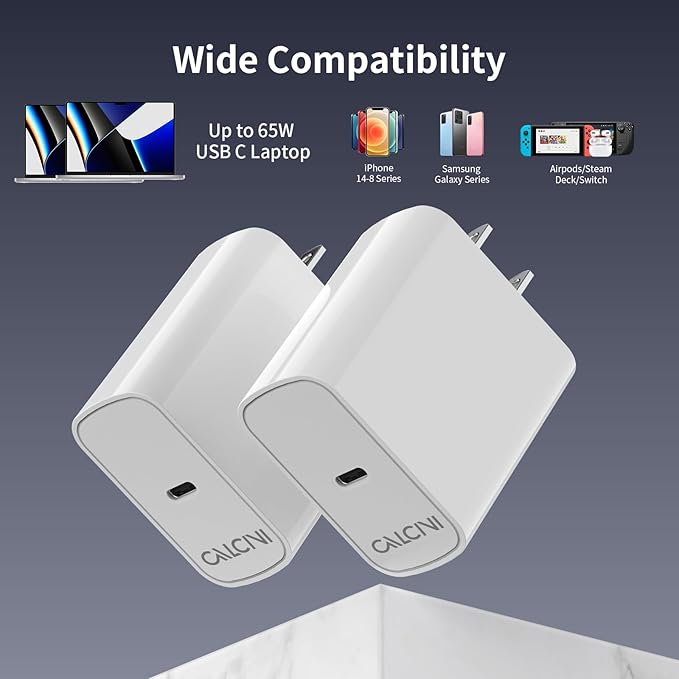 2 Pack USB C Charger Block - Fast Type C Charger for Laptop, Phone, Tablet & More