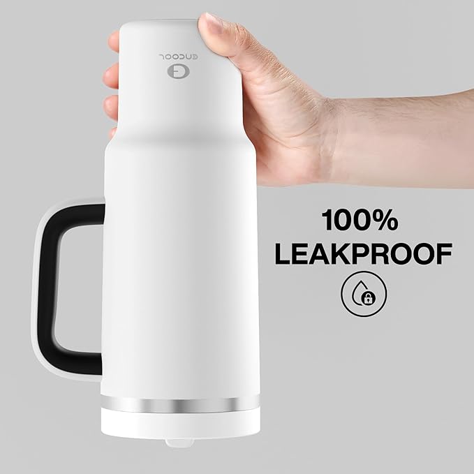 40 oz Tumbler with Handle and Straw: Stainless Steel Insulated Tumbler Keeps Cold for 24 Hours, Leakproof Travel Cup Fits in Cup Holder and BPA-Free, Polar White