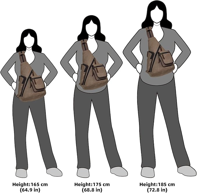 KL928 Canvas Sling Bag - Casual Crossbody Shoulder Daypack Rucksack Backpack for Men Women, Brown