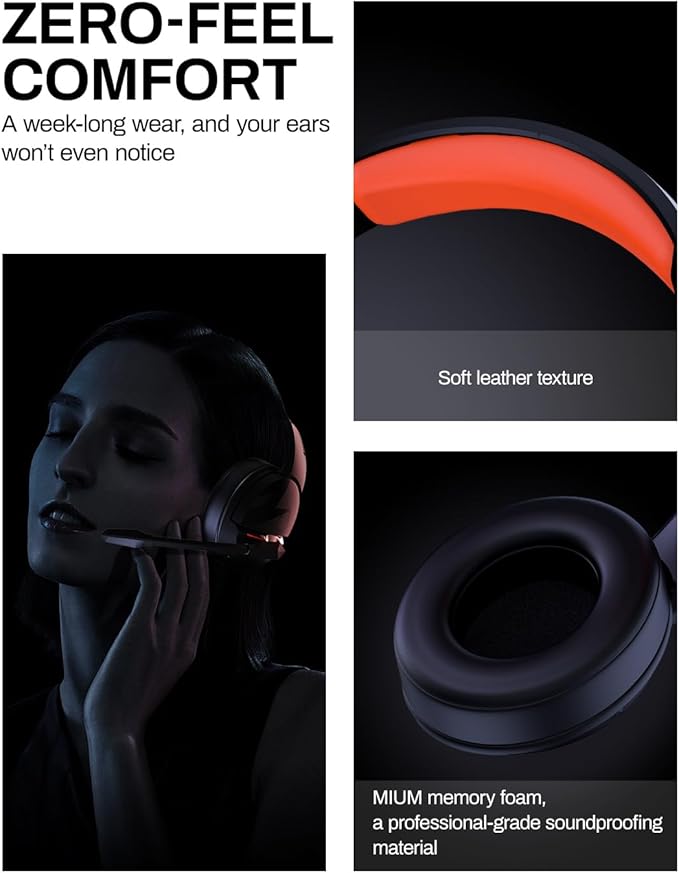 acer Wireless Gaming Headset, PS5 Headset with 2.4GHz for Ps5, Ps4, PC, Switch, Bluetooth 5.3 + 100Hrs Gaming Headphones with Noise Canceling Mic for Laptop, Mobile, Mac, 50mm Drivers (Orange)