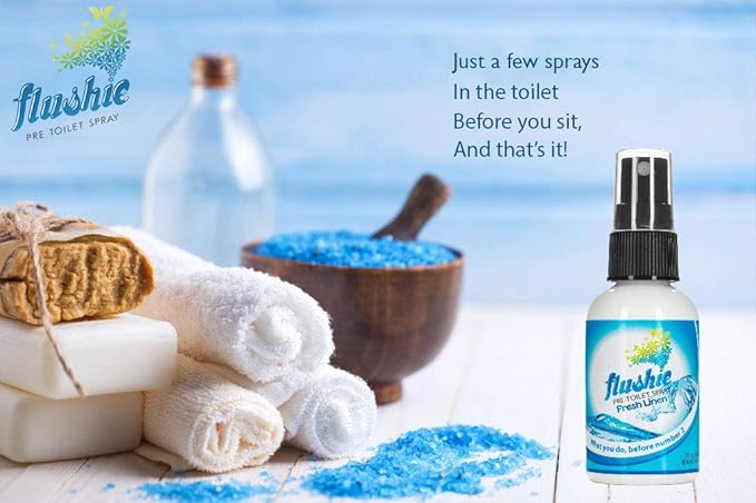 Flushie Pre-Toilet Spray for Poop Travel Size Toiletries Bathroom Spray for Poop Spray for Toilet Deodorizer Traveling Essentials Poop deodorizer Poop Odor eliminator 4oz (Linen, 4 Pack)