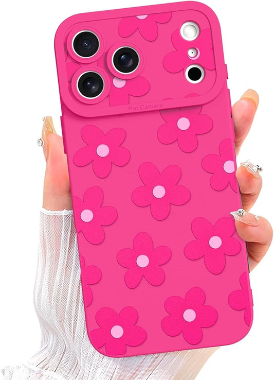 ZIYE Designed for iPhone 17 Pro Case Hot Pink Grids Plaid Checkerboard Pattern Phone Case with Camera Protection,Soft TPU Silicone Rubber Protective Cover Grid Checkered Chess Design Cases