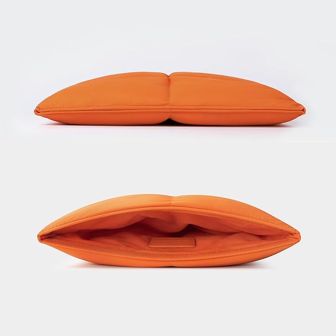Comfyable Puffy Laptop Sleeve 13 Inch 14 Inch, Quilted Puffer Laptop Carrying Case, Pillow Case Compatible with MacBook Air M4 2025 M3 M2 M1, MacBook Pro M4 Pro/Max, Orange