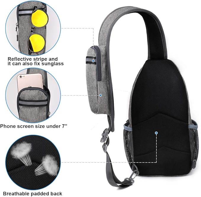 WATERFLY Crossbody Sling Backpack Sling Bag Travel Hiking Chest Bag Daypack