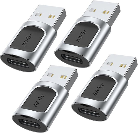4Pack USB to USBC Adapter,usbc to USB Adapter for iPhone 16/15 Charger,iPhone 16/15/14/13/12 Pro Max Plus,iPad 9/10 Air 5 Mini 6,Car,Samsung S24 S23 S22 Plus Ultra etc.