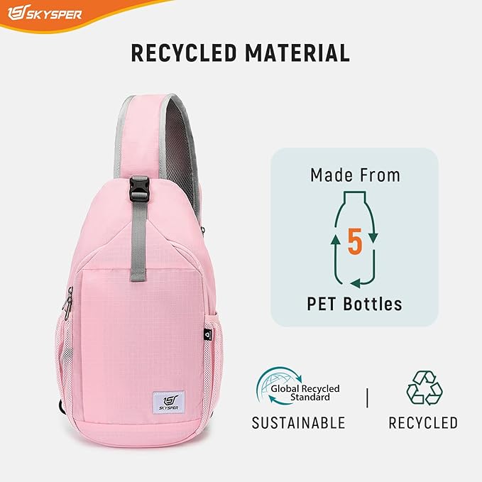 SKYSPER Sling Bag RFID Cross Body Bag Recycled Crossbody Backpack Travel Daypack
