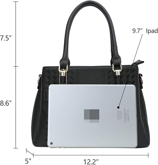 KKXIU Women Satchel Bags Handle Shoulder Handbags and Purses Pockets Zipper Leather Crossbody Bags